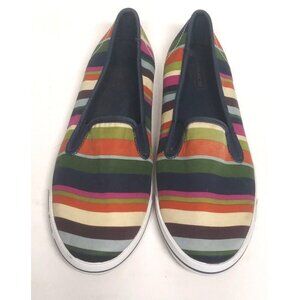 Coach Abbe shoes loafers slip-on multicolor Striped Canvas Women's 8B flats